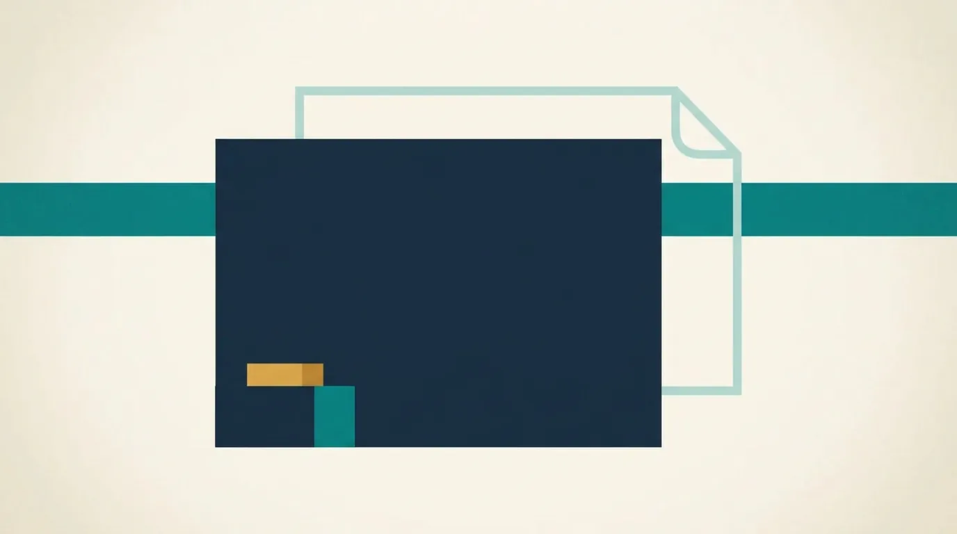 Two overlapping sheets under one band, one solid and pinned by a heavy block, the other a light translucent outline drifting upward.